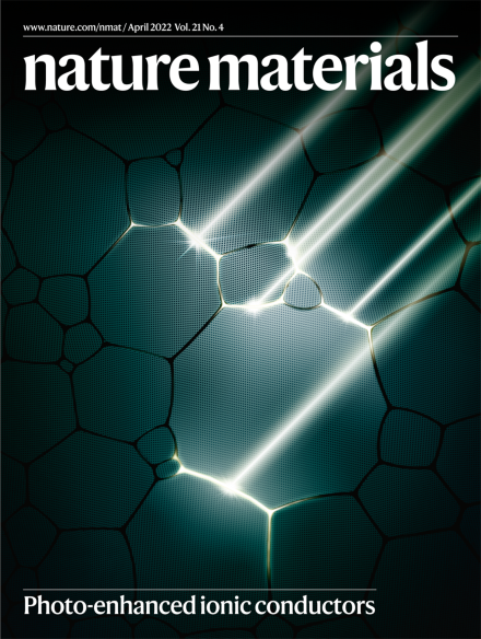 学術誌「nature materials」表紙（Volume 21 Issue 4, April 2022）